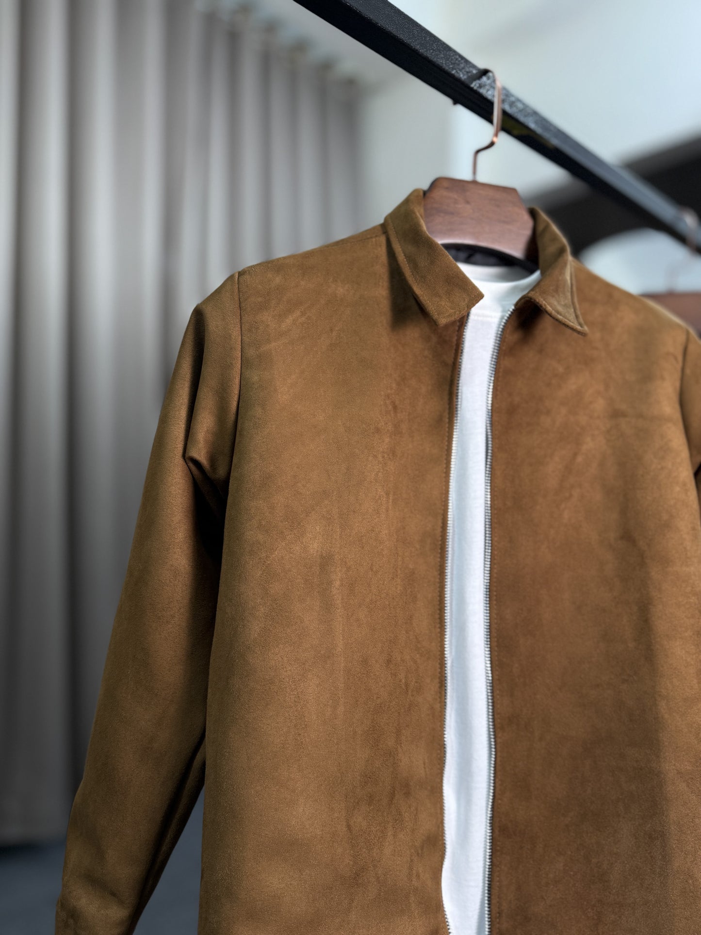 Suede Zip Through Jacket